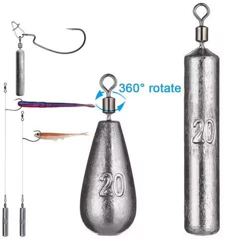 Fishing Weight 10PCS 3.5g 5g 7g 10g 14g 20g Tube Bullet Quick Rod Jig Head Casting Metal Tackle Kit 