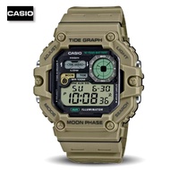 Velashop นาฬิกาข้อมือผู้ชายคาสิโอ ดิจิตอล Casio Standard Digital สายเรซิ่นสีครีม รุ่น WS-1700H-5AVDF