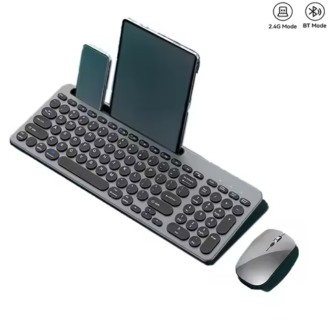 Ergonomic Bluetooth Dual Modes Wireless Rechargeable Keyboard Mouse Combo 99 keys Keyboard with Phon