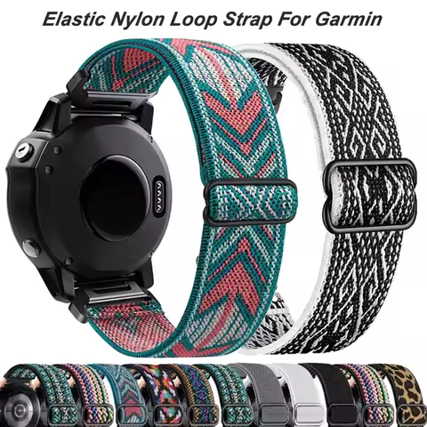 Elastic Woven Nylon Loop Strap For Garmin 22 26mm Fenix 7 7X 6X 6s 6 Pro 5 5s 5X Plus 3HR 945 Epix G