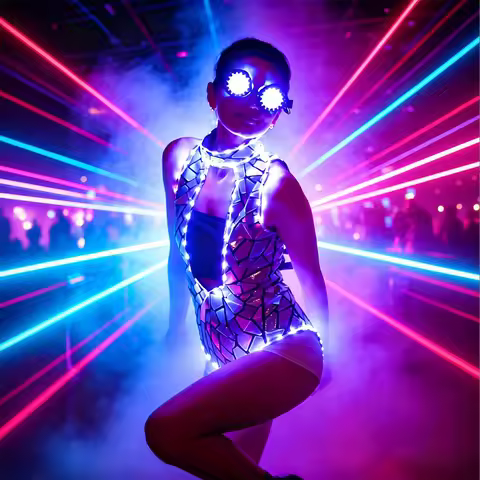 LED Mirror Bodysuit Women Dancer Jazz Dance Leotard Nightclub Party Performance Stage Wear Color Cha