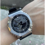 Casio G-Shock GM-2100-1A GM-21001A GM2100-1A GM21001A Silver Bezel Rubber Strap