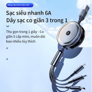 Mini Super long 1.2m 100W fast charging 3-in-1 smart elastic cable Suitable for many types of phones