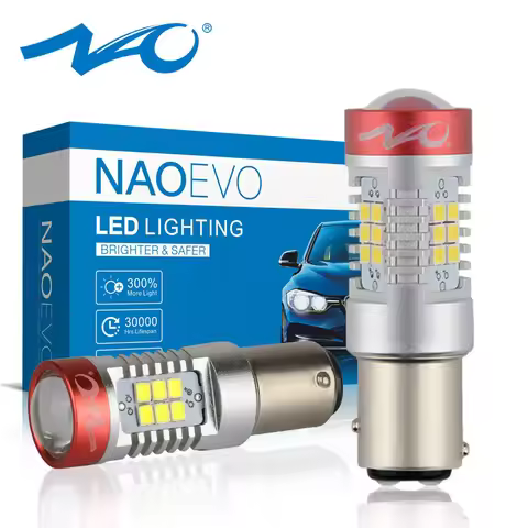 NAO P21/5W LED 1157 1300Lm BAY15D P21 5W For E46 E90 Car Red brake light 12V Bulb 5.5W Auto Parking 