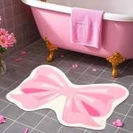 FEBSNOW Pink Bow Bathmat Rugs, Non Slip Coquette Bow Cute Aesthetic Car, Cute Room Decor Coquette Ru