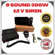 9 Sound Car Warning Alarm 300W Police Siren 13V Horn PA Speaker MIC Sistem