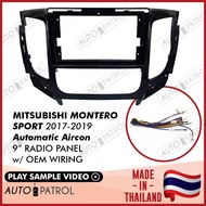 Mitsubishi Montero Sport 2017-2019 Automatic Aircon 9" Car Radio Panel Frame w/ Wiring Harness