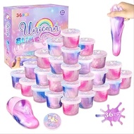 36 Pack Unicorn Slime Party Favors for Kids Slime Cup Bulk Stretchy &amp; Non-Sticky DIY Stress Relief Putty Toy Christmas Holiday Birthday Gift Goodie Bag Stuffer Classroom Reward for Girls Boys