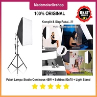 Studio Softbox Light Package 50X70 + 45 Watt Continuous Light Bulb + Light Stand 2M for Live Shoppin