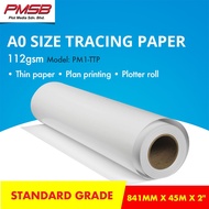 PM1-TTP A0 SIZE (2") TRACING PAPER (112G) 841MM X 45M X 2" - Sold & Fulfilled by Plot Media