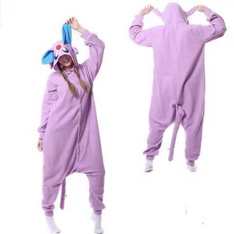 Espeon Onesie Kigurumi Women Pajamas Adult Cosplay Costume Halloween Christmas Sleepwear Soft Winter