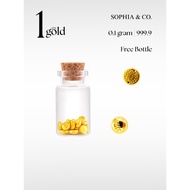 [0.1 Gram 999 Gold Bean] Free Bottle 1GOLD AU999 Pure Gold Bean