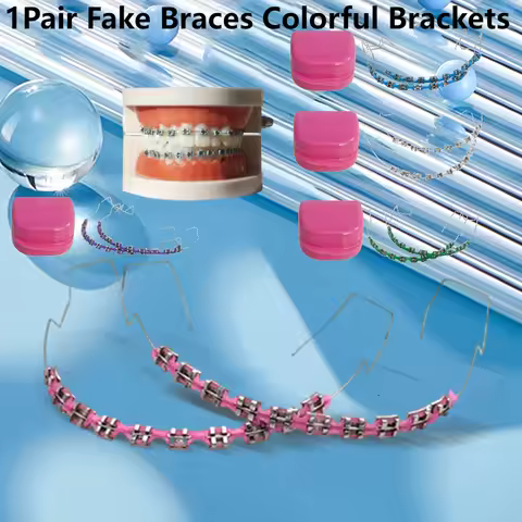 1Pairs Temporary Tooth Decoration Dental Fake Braces with Metal Wires & Bracket Orthodontic Braces w