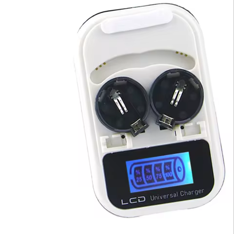 3.6V LCD EU Plug Button Battery Charger Recharging For lir2032 lir2025 lir2016 ml2032batteries CR203