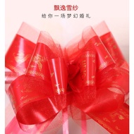 7cm Red Flower Bowknot Pull Bow Ribbon Snow Yarn Polyester Pull Flower Wedding Wrapping Car Rearview