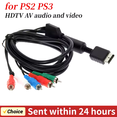 Component AV Cable for PS2 / PS3 / PS3 Slim, HD Multi Out Composite RCA Audio Video Cable for Sony P