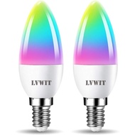 Dimmable E14 Smart Alexa Candle LED Bulb, LVWIT C37 WiFi RGB Bulbs, 470Lm, Replace 40 Watt, Work wit