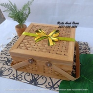 ( R25) HAMPERS BOX SMOKE BASKET WITH 1 LAYER RIBBON 20x20cm 25x25cm 30x30cm | Delivery BOX | FOOD BO