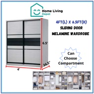 (INSTALLATION) 4FT X 6.5FT Height Custom Made Sliding Wardrobe/ Melamine Wardrobe/Almari Baju/Anti J