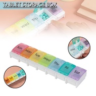 Weekly Pill Organizer Travel 7 Day Pill Box Push Button Vitamin Tablet Case