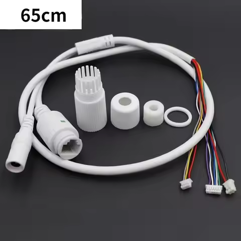CCTV POE IP network Camera PCB Module video power cable Withe, 65cm long, RJ45 female connectors wit