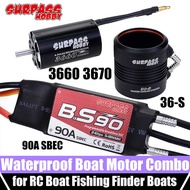 SURPASS HOBBY Waterproof 3660 Brushless Motor 3670 90A ESC SBEC Water Cooling Jacket for RC Boat Fe