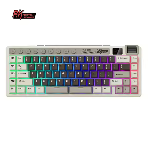 RK ROYAL KLUDGE M70 75% Tri-mode Mechanical Gaming Keyboard Custom Media Keys Double Spacebar Hot-Sw