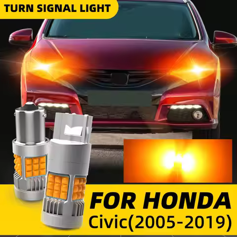2pcs Car LED Turn Signal Lights Bulbs Amber Direction Indicator Bulb Front/Rear For Honda Civic MK8/