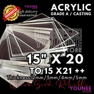 15 x 20 inches to 21++ inches acrylic sheet with 2mm, 3mm 4mm and 5mm / transparent akrilik