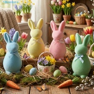 INSTORE Flocked Rabbit Figures, Foam Solid Color Easter Bunny Statue, Handmade 3D Standing Plush wit