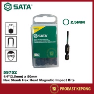 SATA [ 59752 ] 50mm x 1/4'' Hex Shank Hex Head Magnetic Impact Bit ( 2.5MM ) /1pc