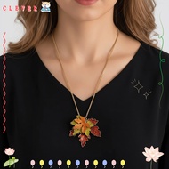 CLEVER Maple Leaf Necklace, Alloy Leaf Oil Drop Sweater Chain, Fashion Metal Chain Gift Leaf Pendant