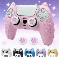 Cat Paw Protective Case for PS5 Controller, Soft Silicone Cover for DualSense 5 with Thumb Stick Gri