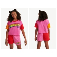 JUSTICE 607974 305931 Girl's Airheads Color Block Blast Fleece Short & Cropped T-shirt- Pink