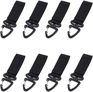 ZYAMY 8PCS Tactical Nylon Keychain 360 Degree Rotating Triangle Carabiner Multifunctional D Ring Buckle for Mountaineering Webbing Belt Flashlight Gear Clip Suitable for Camping Outdoor Sports Black