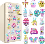 Easter Diamond Art Painting Magnets 16PCS Easter Art Magnets for Refrigerator DIY Eggs Bunny Diamond