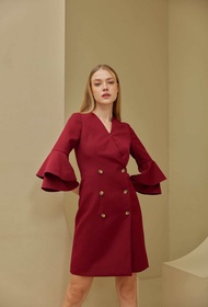 kade.bkk | เดรส รุ่น IRIS เดรสป้ายหน้า แขนระบาย (KAD31)