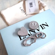 全新法國奢侈名牌LANVIN銀色水鑽閃石鎖匙扣鑰匙圈鞋帶扣項鍊吊飾