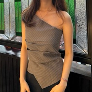 Asymmetrical Tube Top Asymmetrical Grey SleevelessWanita for Events