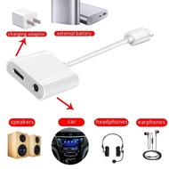 Dual Dongle for Apple Lightning to Lightning and to 3.5 mm Headphone Jack Adapter 2in1 Audio Aux and