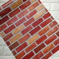 1Roll Wallstiker - Wallpaper Ruang Tamu Bata MERAH Walpaper Tembok - Wallpaper Ruangan - Wallpaper T