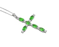 January Birthstone Natural Tsavorite Green Garnet 6X4 MM Oval Cut Gemstone Holy Cross Pendant Neckla