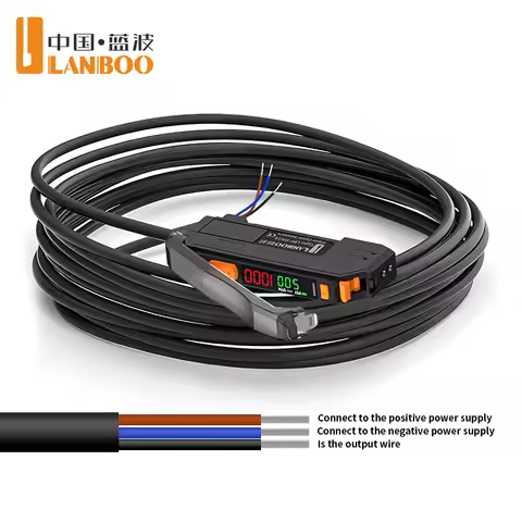 LANBOO Dual Digital Display Fiber Optic Amplifier Diffuse Fiber Optic Sensor Through-beam Fiber Opti