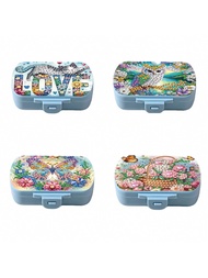 1pc/4pcs Diamond Painting Kits Featuring Butterfly, Flower, Owl, Love And Cat Patterns, Square Pill 