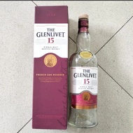 The Glenlivet 15 700 ml empty used glass bottle includes box