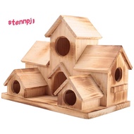 Bird House Wooden Bird Houses Bird House Outside for Outside Hanging, 6 Hole Handmade Natural Bird H