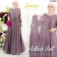 h✉75 baju gamis wanita muslim adha set maxy inner outer rompi ceruty