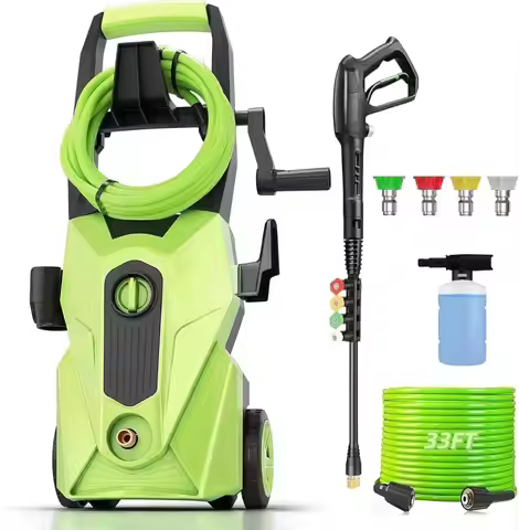 5000PSI Pressure Washer with 33ft Hose, 4 Nozzles & Foam Cannon for Home, Cars, Patio