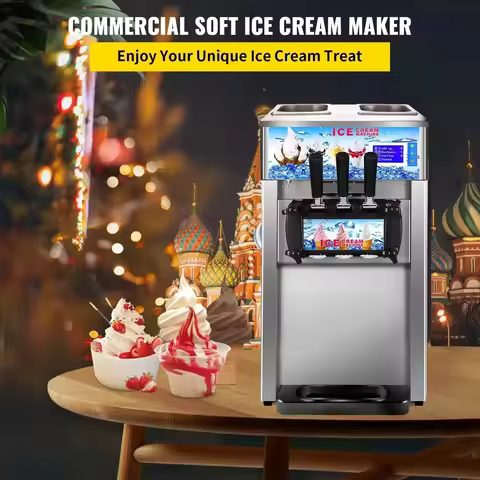 VEVOR 18L/H 3-flavor Yogurt Maker Commercial Ice Cream freezer Machine One-click Clean LCD Display n