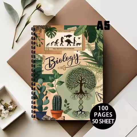 A5, Biology Blank Notebook Spiral, Subject Homework Notebook, Daily Homework assignment planner, Hom